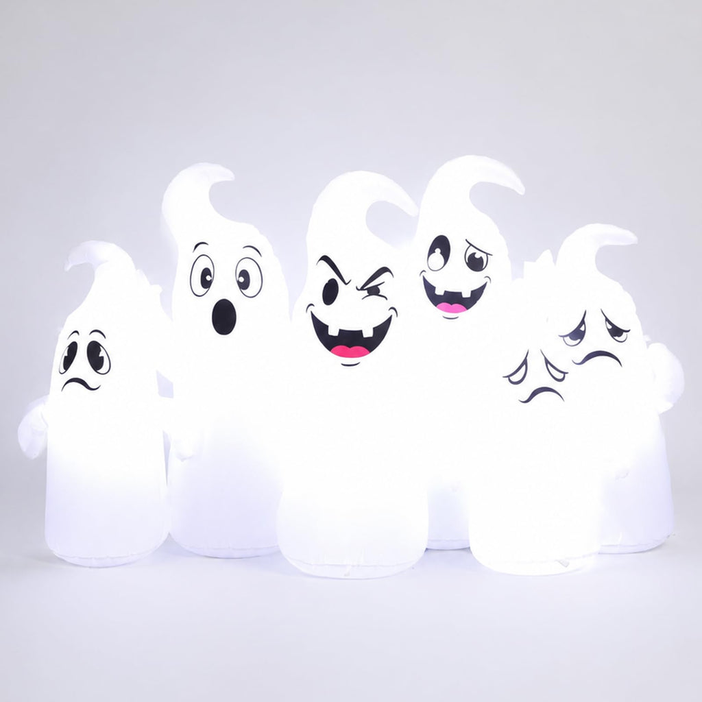 8FT Long Halloween Inflatable 6 Cute Ghosts LED Yard Decoration I964772
