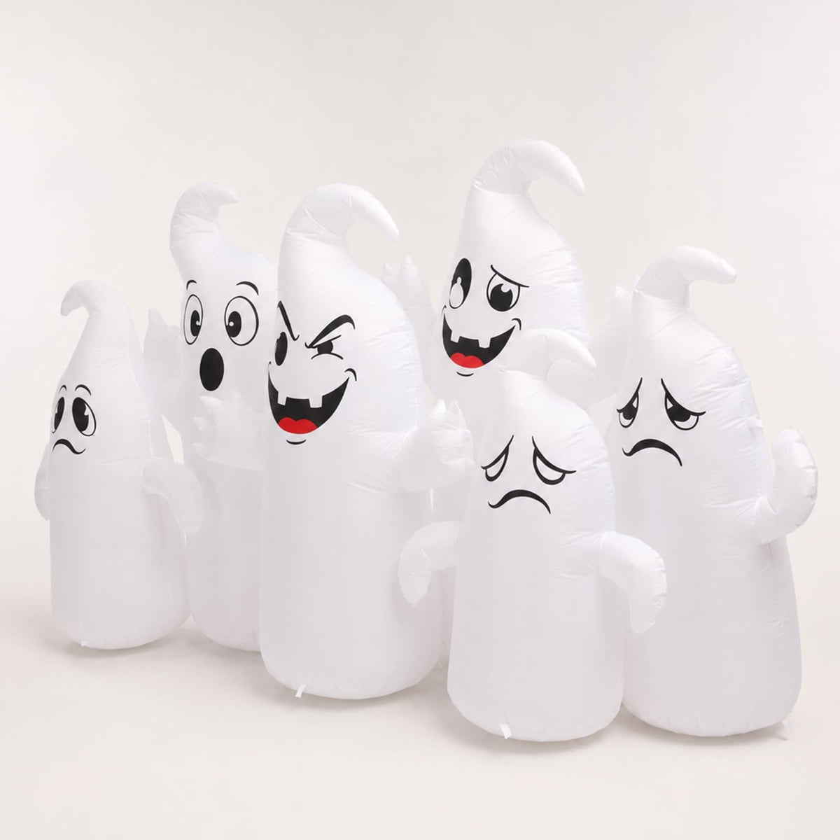 8FT Long Halloween Inflatable 6 Cute Ghosts LED Yard Decoration I964772
