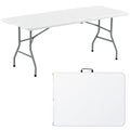 White Plastic Folding Table with Carry Handle N843435