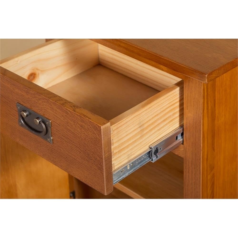 Solid Wood Nightstand with 1 Door and Drawer X575