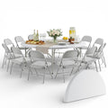 6 Ft Round Bi-Fold Folding Table with 10 Chairs Q68937