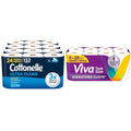 Cottonelle Ultra Clean Toilet Paper 24 Family Mega Rolls and Viva Signature Cloth Paper Towels 8 Family Triple Rolls H95109