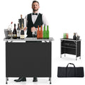 Portable 2-Tier Mobile Bar Table with Black Skirt F719592