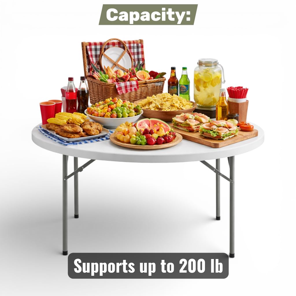 6 Ft Round Bi-Fold Folding Table with 10 Chairs Q68937