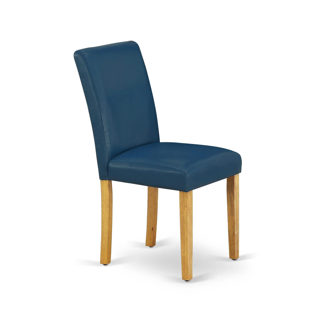 5 Piece Oak Dining Table Set with 4 Blue Faux Leather Chairs G1035
