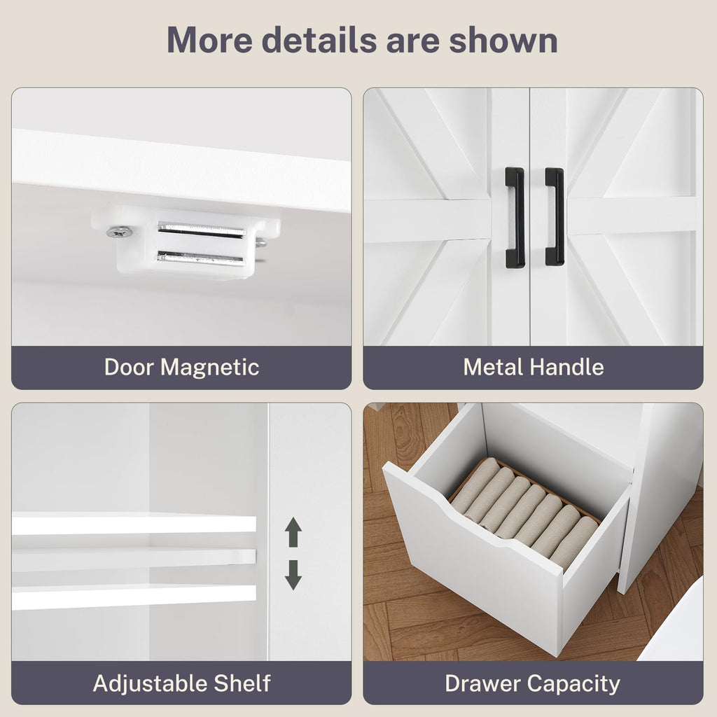 White Over the Toilet Storage Cabinet with 2 Removable Drawers D368