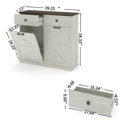 20 Gallon Double Tilt Out Kitchen Trash Can with Hideaway Drawer D699956