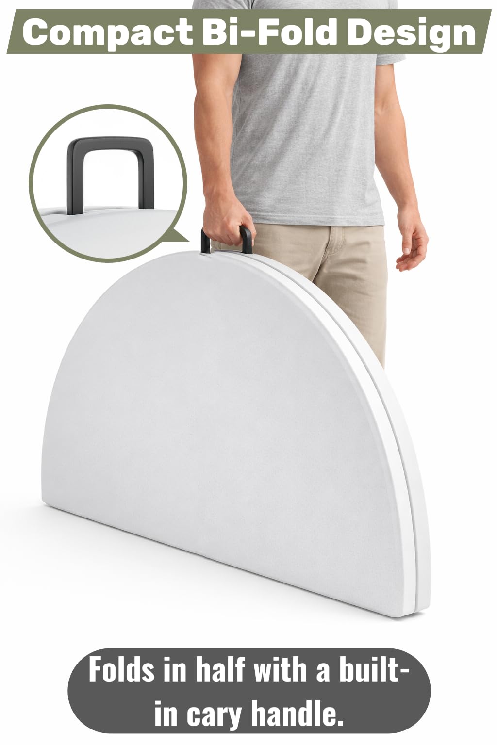 6 Ft Round Bi-Fold Folding Table with 10 Chairs Q68937