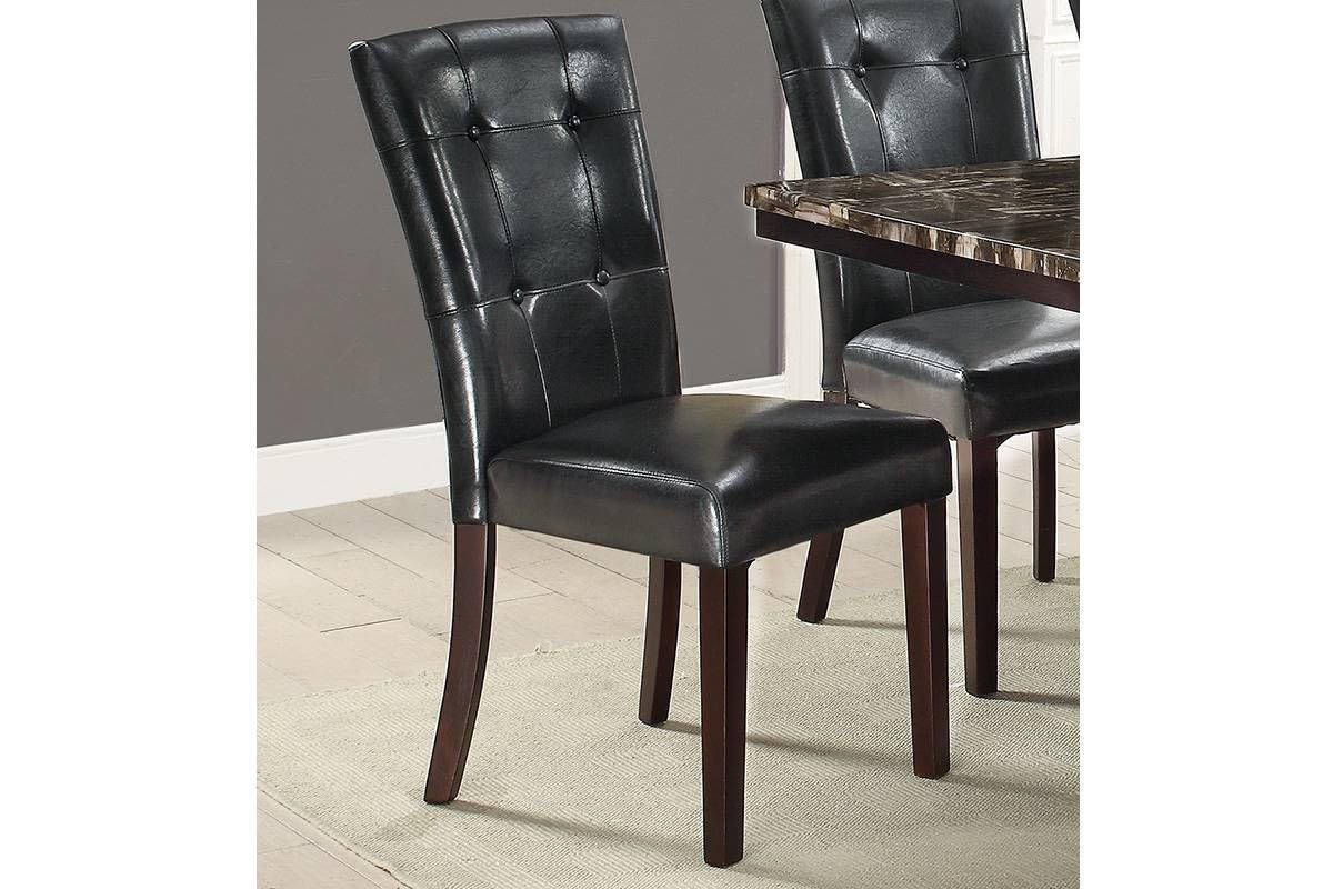 Black Faux Leather Tufted Dining Chairs Set of 2 U528