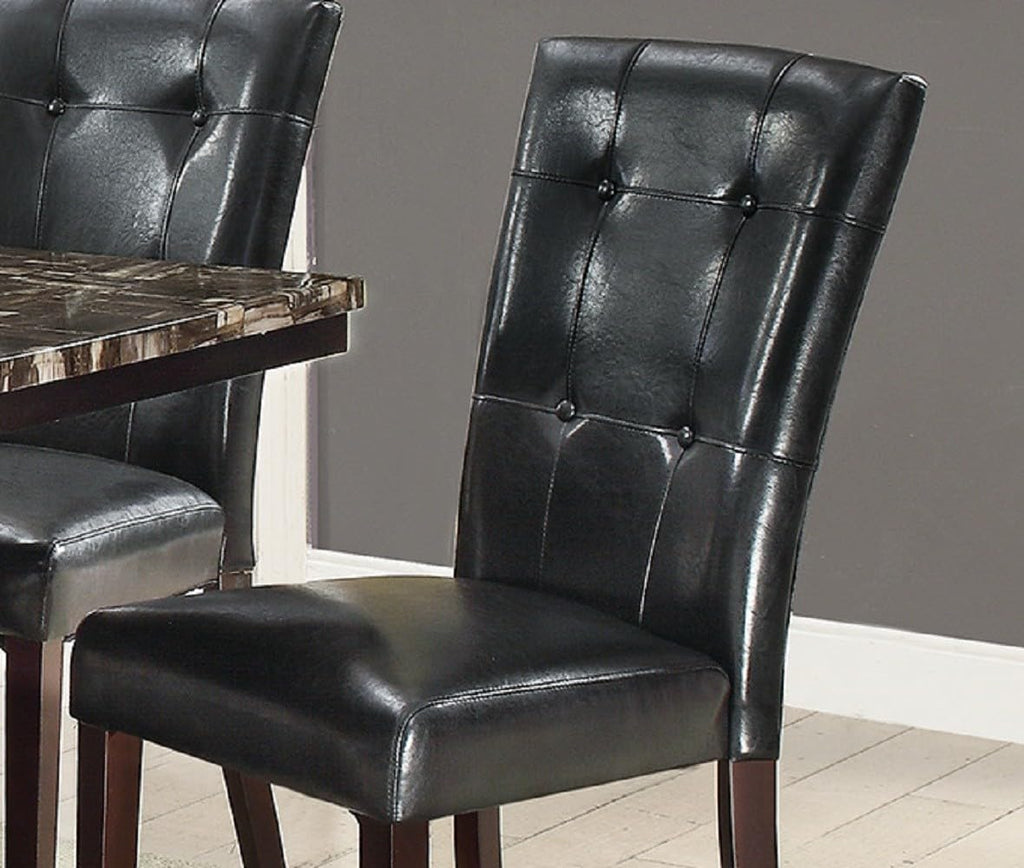 Black Faux Leather Tufted Dining Chairs Set of 2 U528