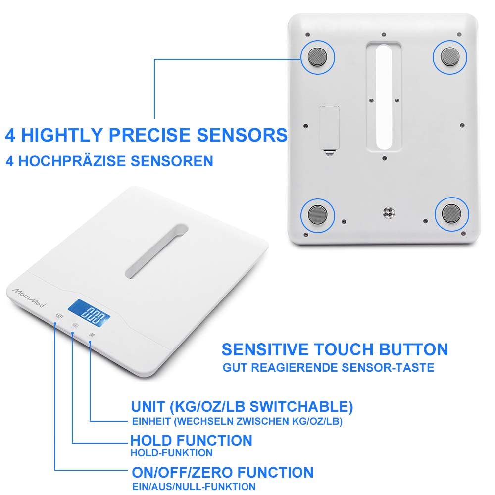 Baby Scale with Hold Function, Blue Backlight, Weight and Height Track S9521