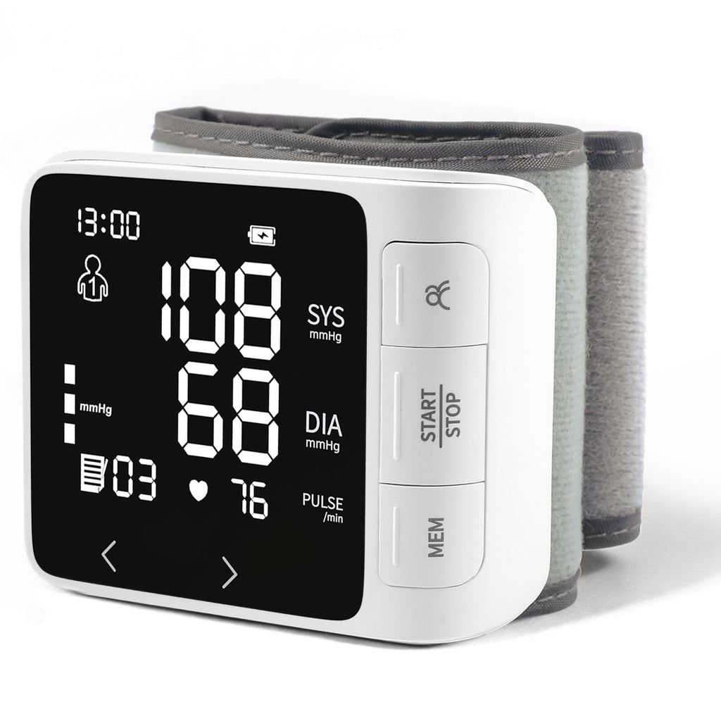 Wrist Blood Pressure Monitor with 2 Users Memory LCD Display P250374