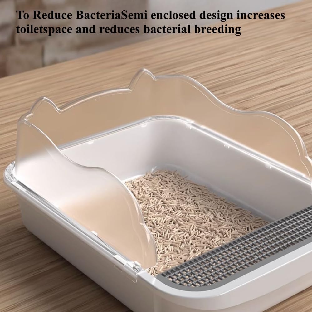 Open Top High Sided Cat Litter Box with Removable Tray and Scoop L1342