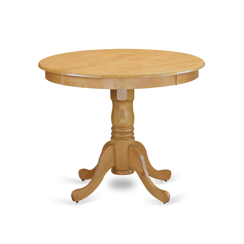 5 Piece Oak Dining Table Set with 4 Blue Faux Leather Chairs G1035