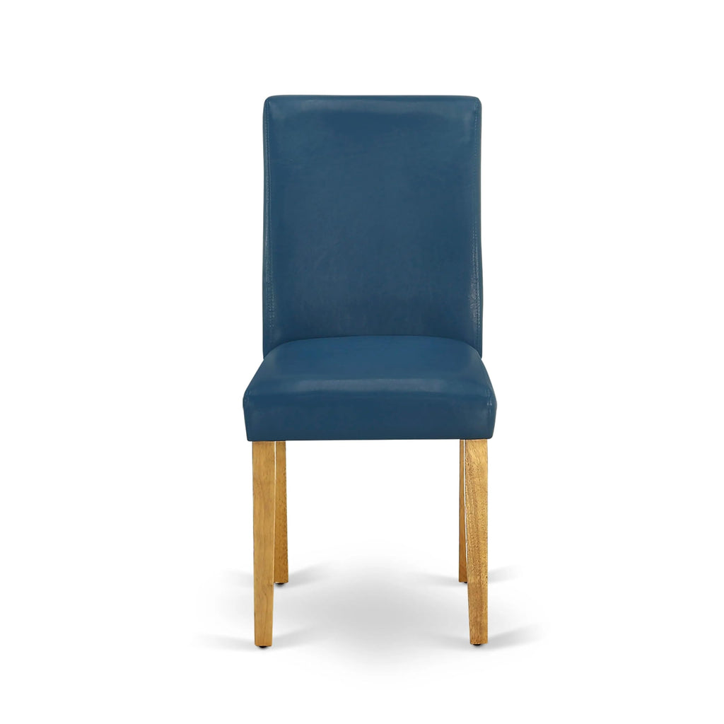 5 Piece Oak Dining Table Set with 4 Blue Faux Leather Chairs G1035