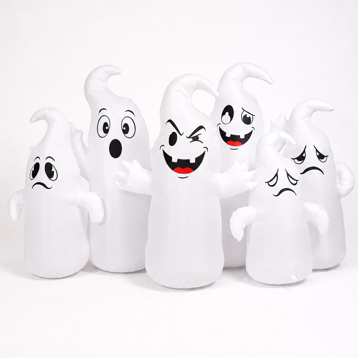 8FT Long Halloween Inflatable 6 Cute Ghosts LED Yard Decoration I964772