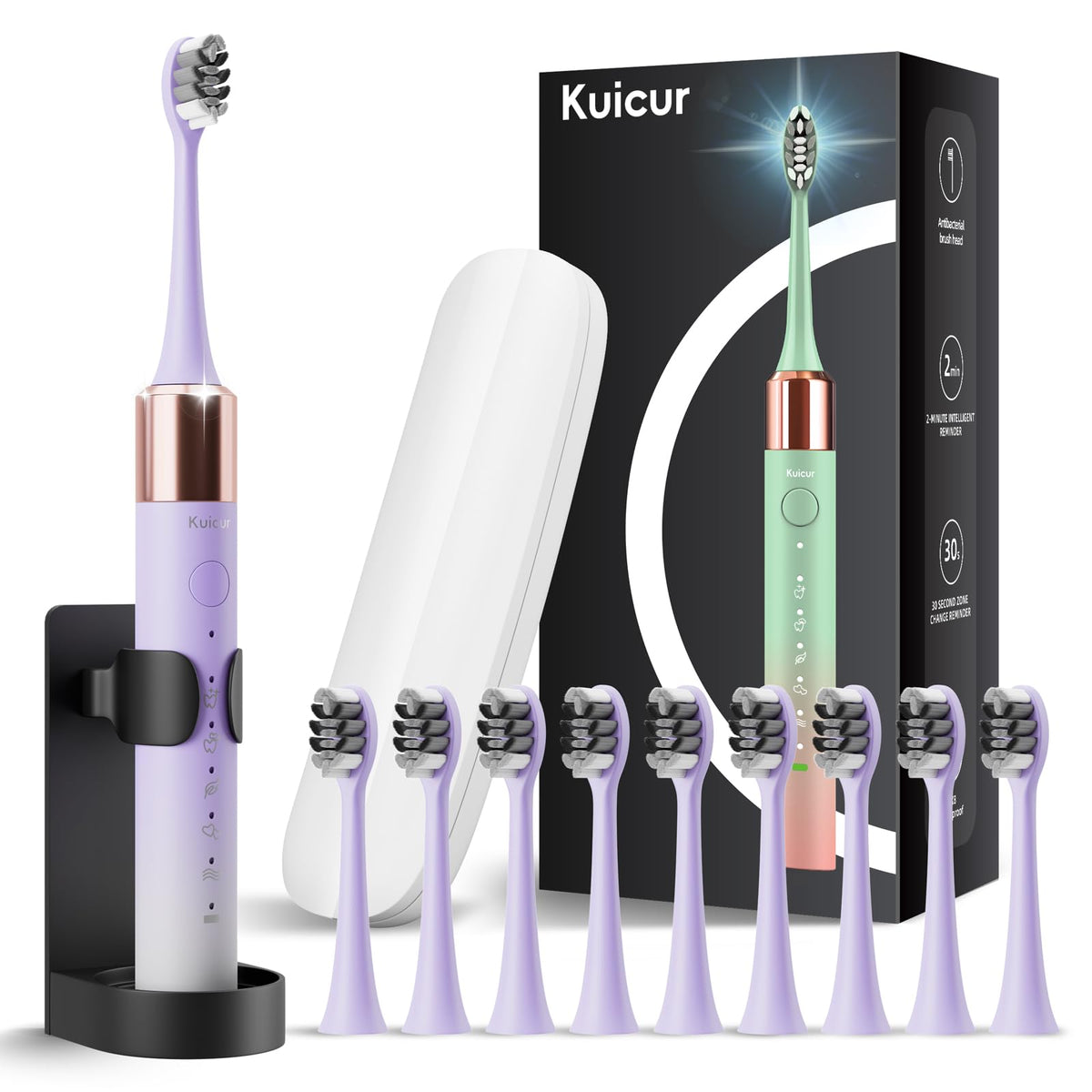 2 Pack Electric Toothbrush Black and Purple White Y654403
