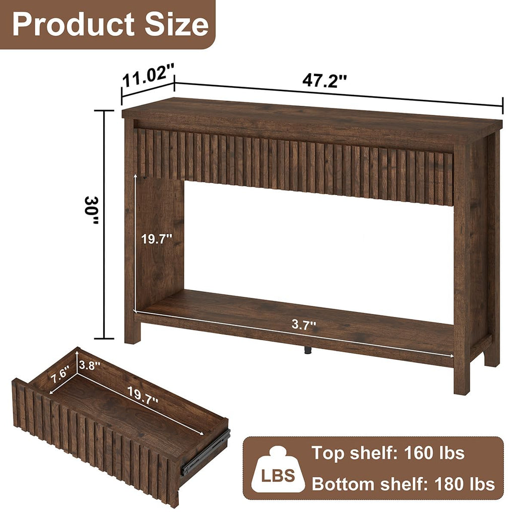 47" Fluted Console Table with Drawers S41095
