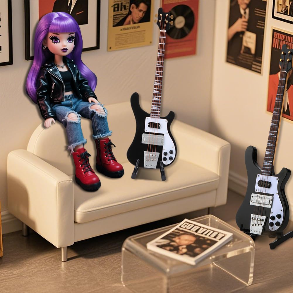 Black Miniature Bass Guitar Replica 1:4 Scale R4352