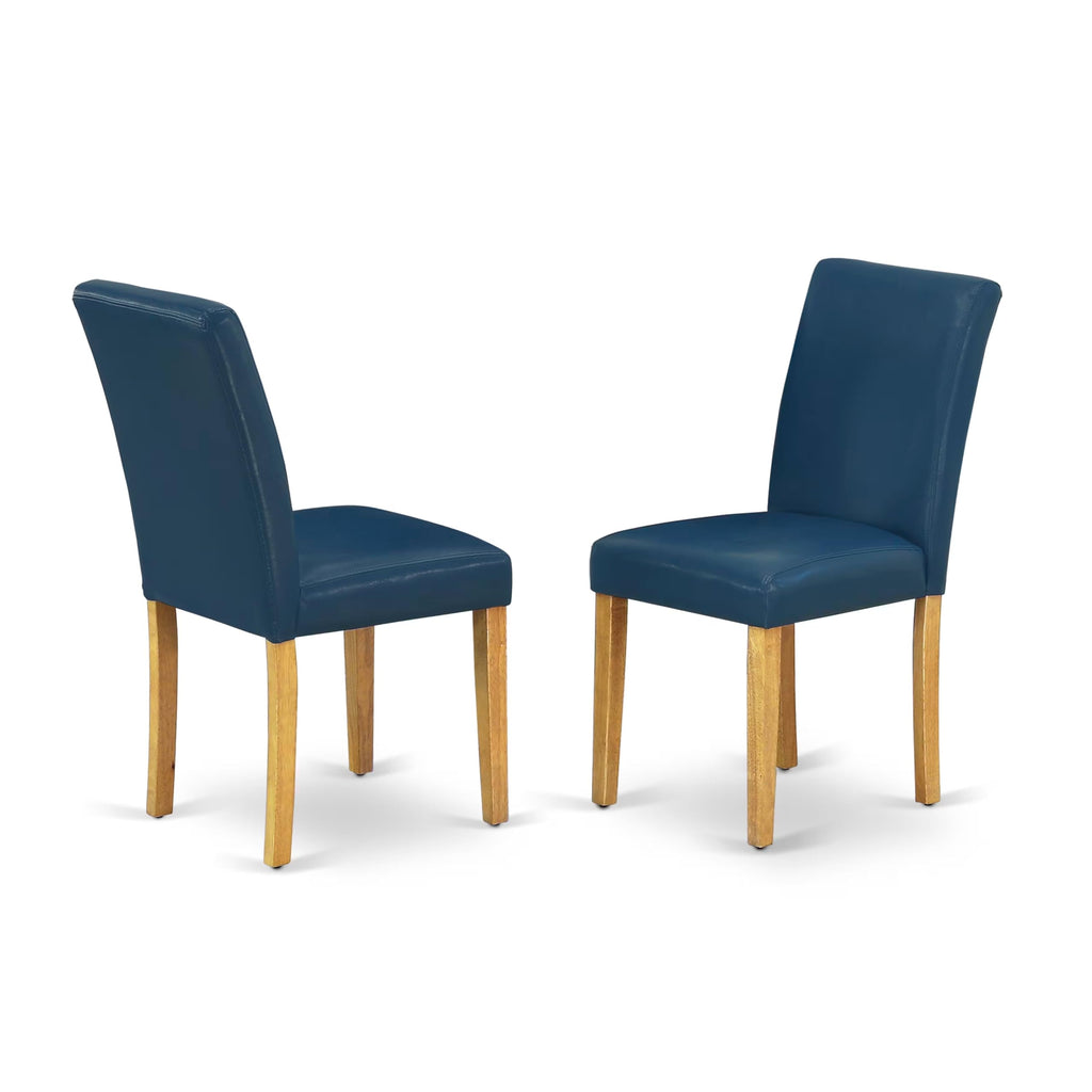 5 Piece Oak Dining Table Set with 4 Blue Faux Leather Chairs G1035