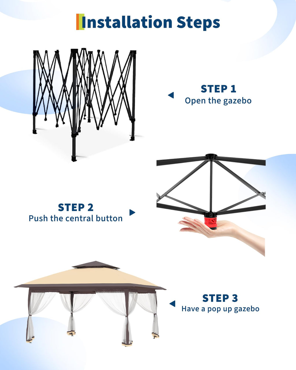 12x12FT Pop Up Gazebo with Mosquito Netting, Khaki & Coffee X55325