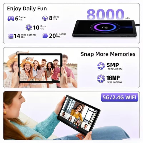 10.1 Inch Tablet 8GB RAM 128GB ROM with Keyboard Case Stylus Z4780