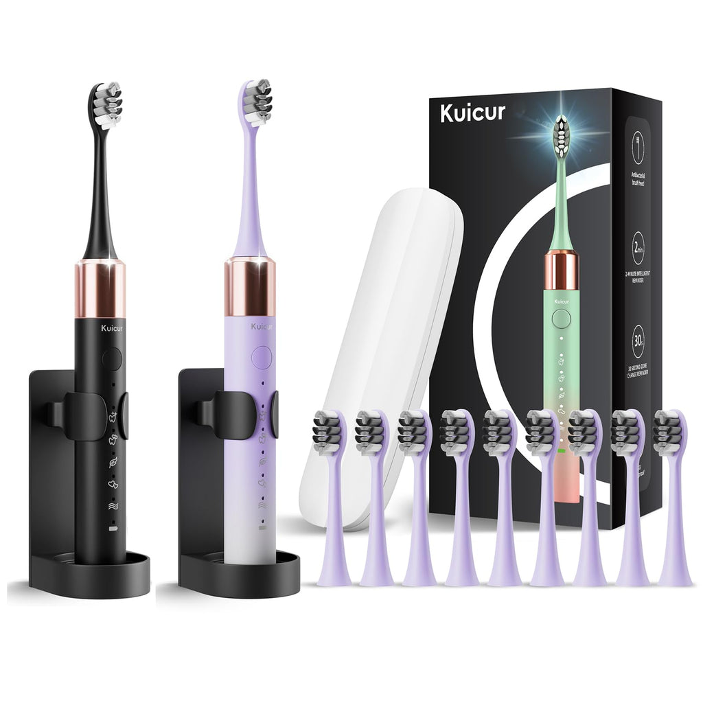 2 Pack Electric Toothbrush Black and Purple White Y654403