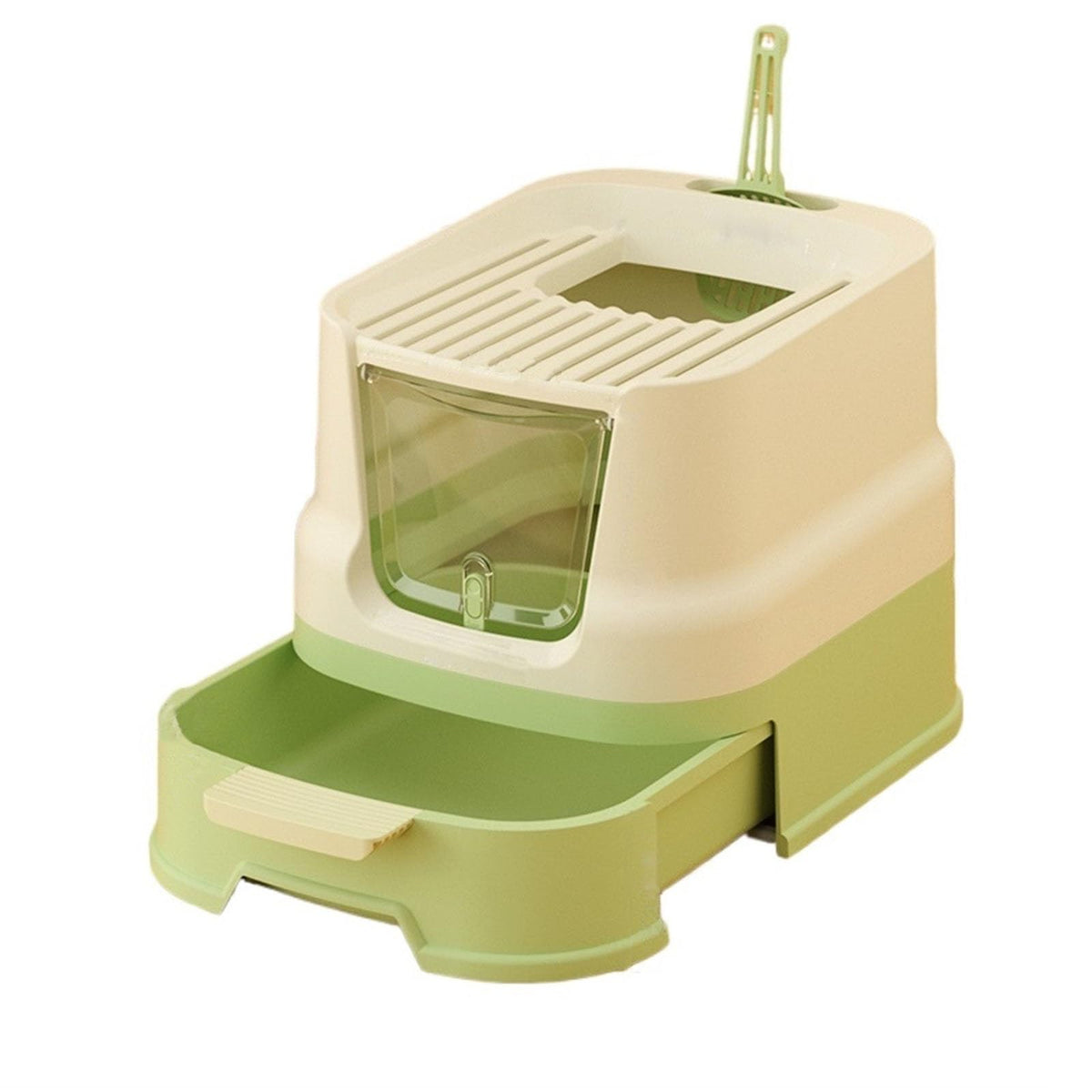 Cat Litter Box with Lid, Top Entry with Scoop, Enclosed Plastic with Drawer J8531