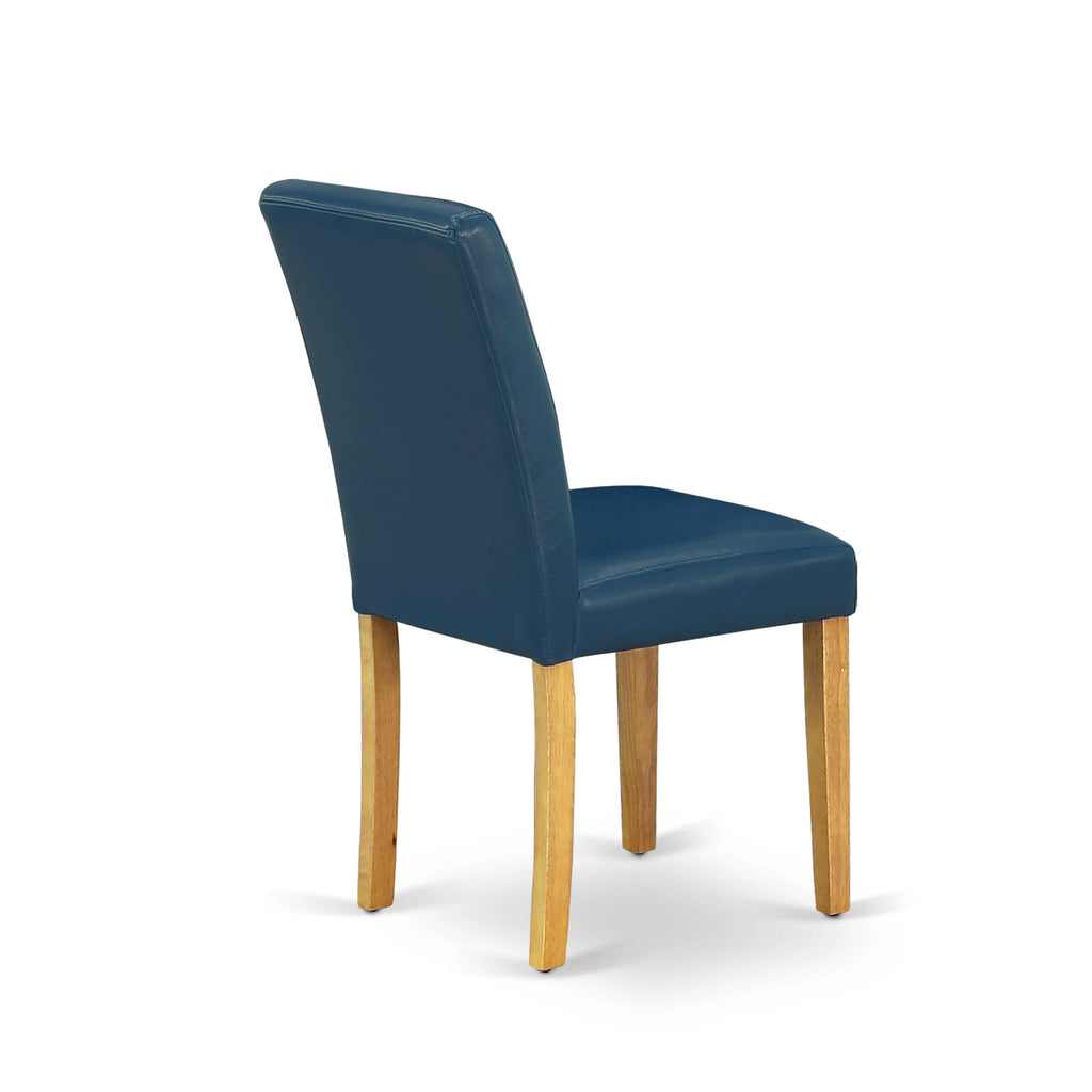 5 Piece Oak Dining Table Set with 4 Blue Faux Leather Chairs G1035