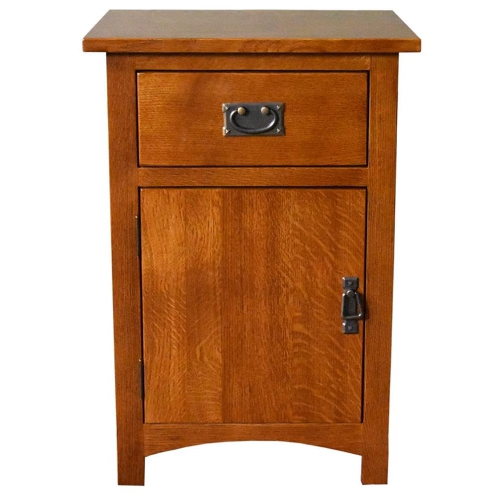 Solid Wood Nightstand with 1 Door and Drawer X575