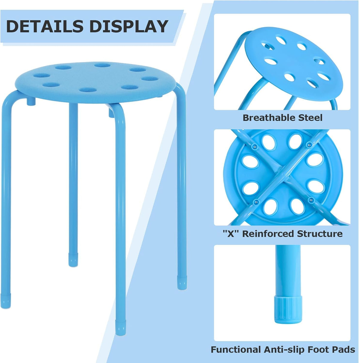 6 Piece Stacking Stools 17.7 Inch Colorful V35970