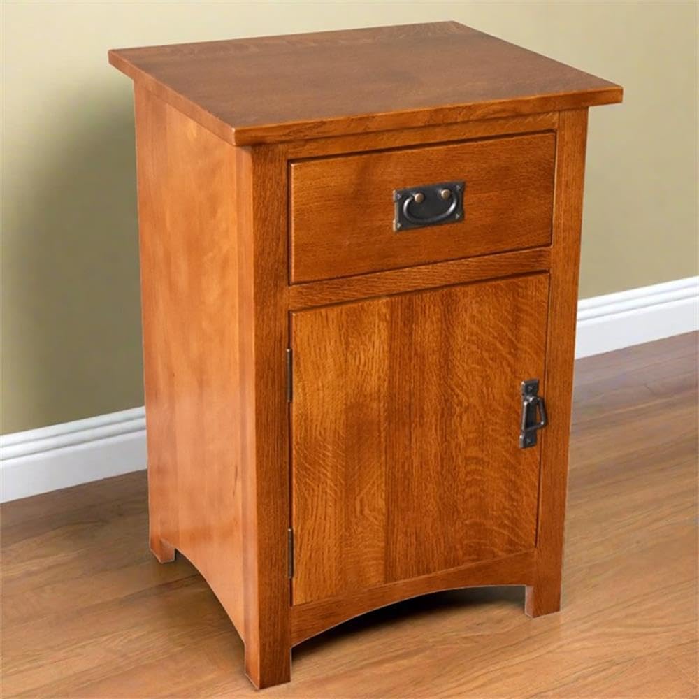 Solid Wood Nightstand with 1 Door and Drawer X575