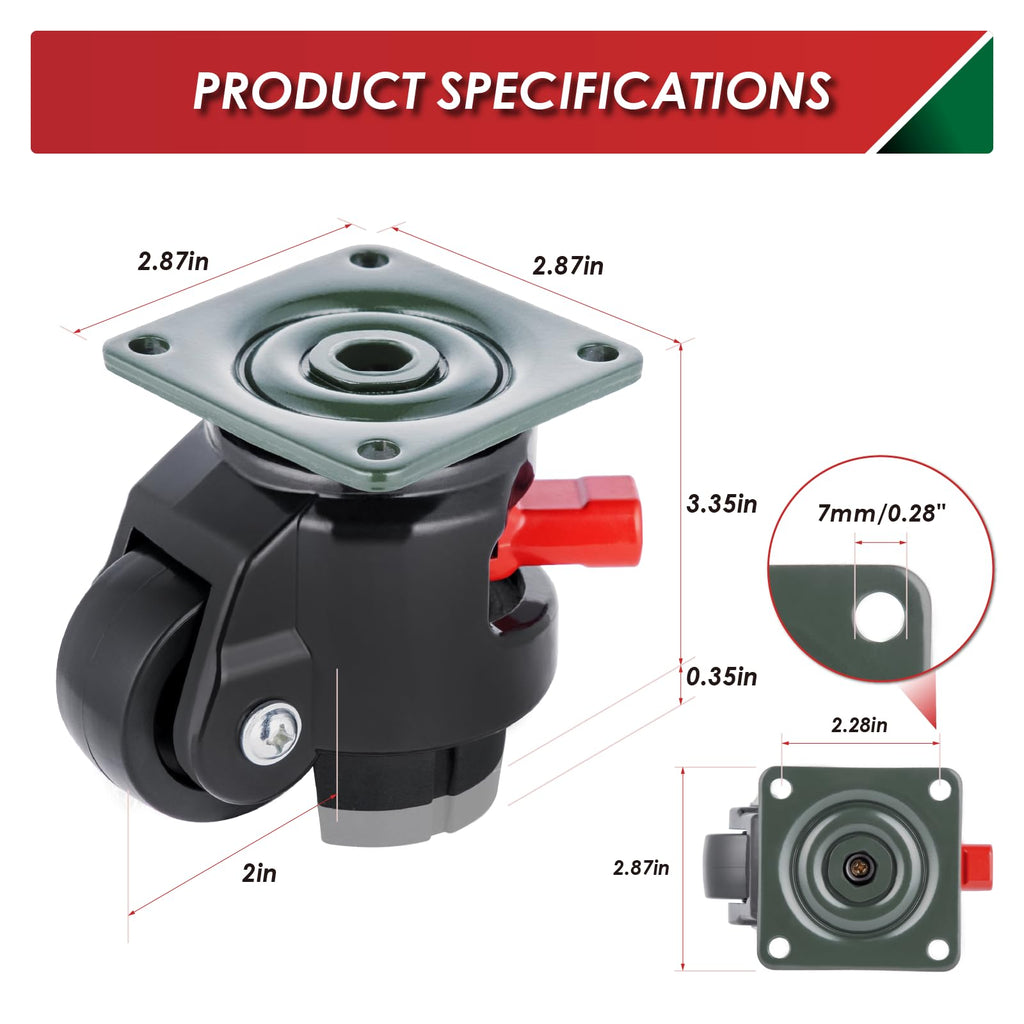 4 Pack 2200 LBS Capacity Retractable Leveling Casters G224798