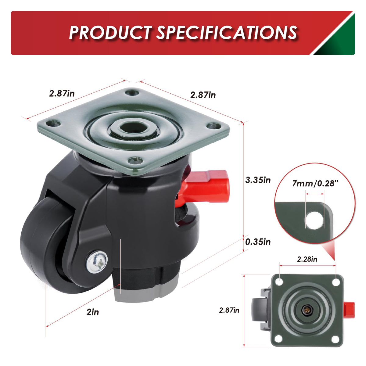 4 Pack 2200 LBS Capacity Retractable Leveling Casters G224798