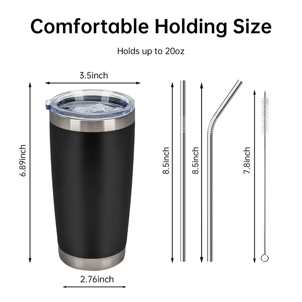 32 Pack 20oz Stainless Steel Insulated Tumblers with Lid & Straw S7548