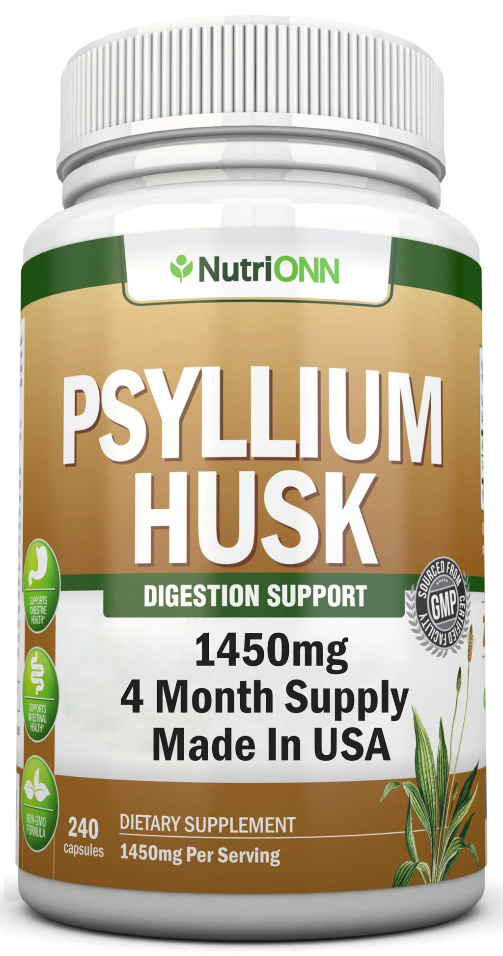 1450mg 240 Capsules Psyllium Husk Fiber Supplement V490