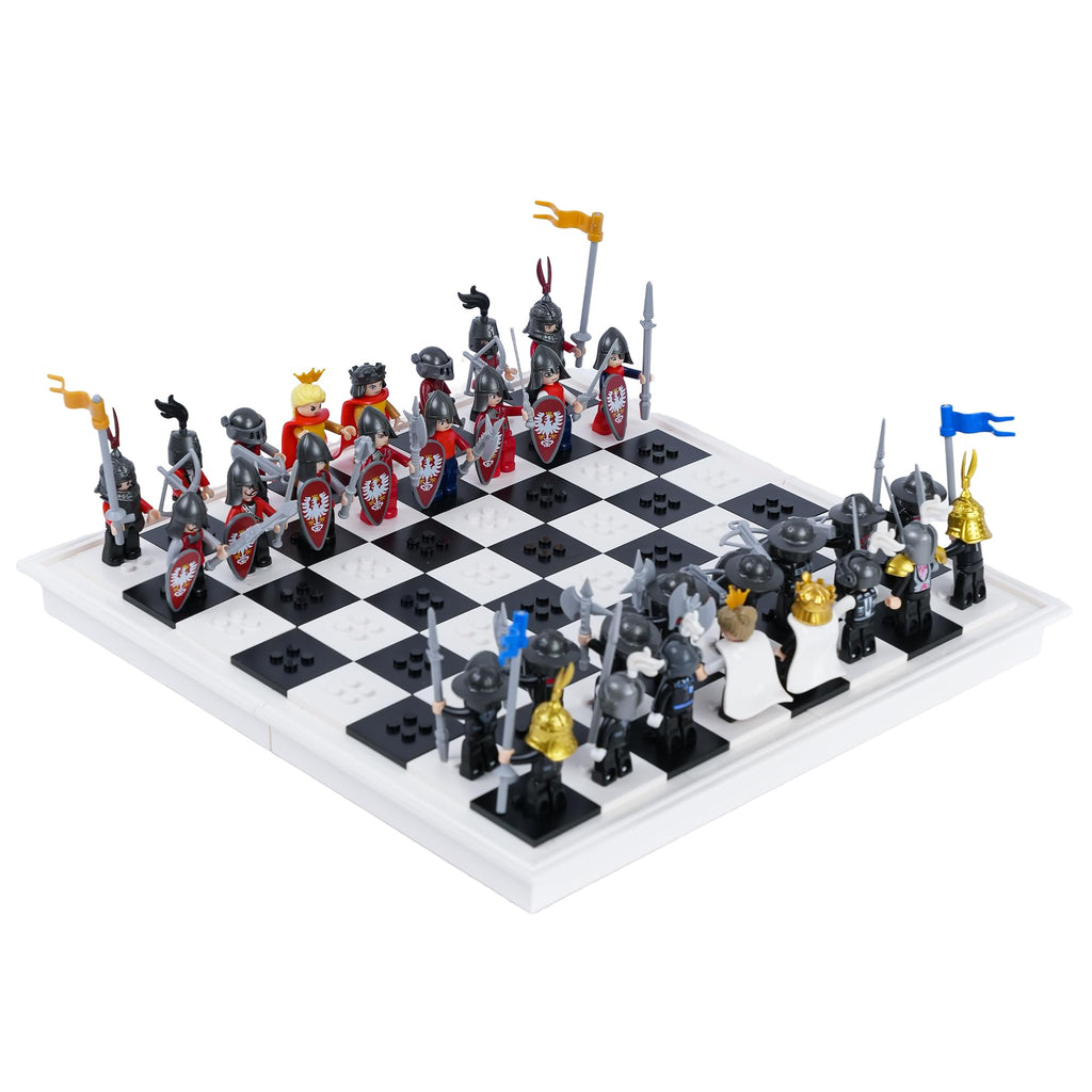 32PCS Medieval Knight Chess Building Blocks Set with Chess Board G404943