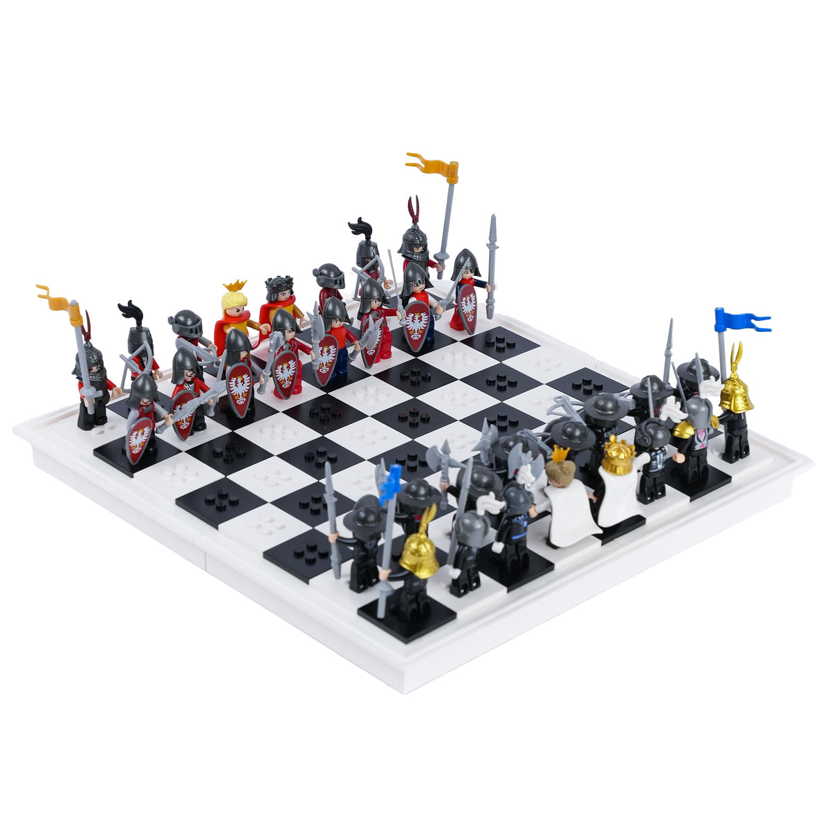 32PCS Medieval Knight Chess Building Blocks Set with Chess Board G404943
