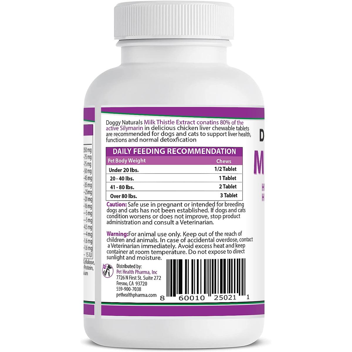 Milk Thistle Liver Health Supplement for Dogs 120 tabs O2432