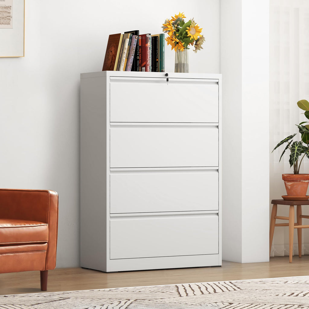 Black 4-Drawer Locking Lateral File Cabinet O51416