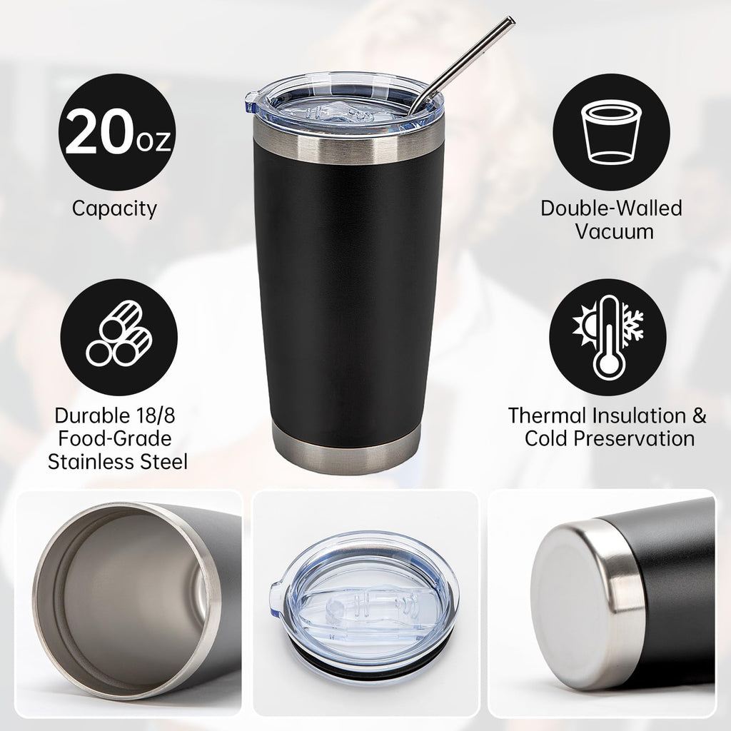 32 Pack 20oz Stainless Steel Insulated Tumblers with Lid & Straw S7548