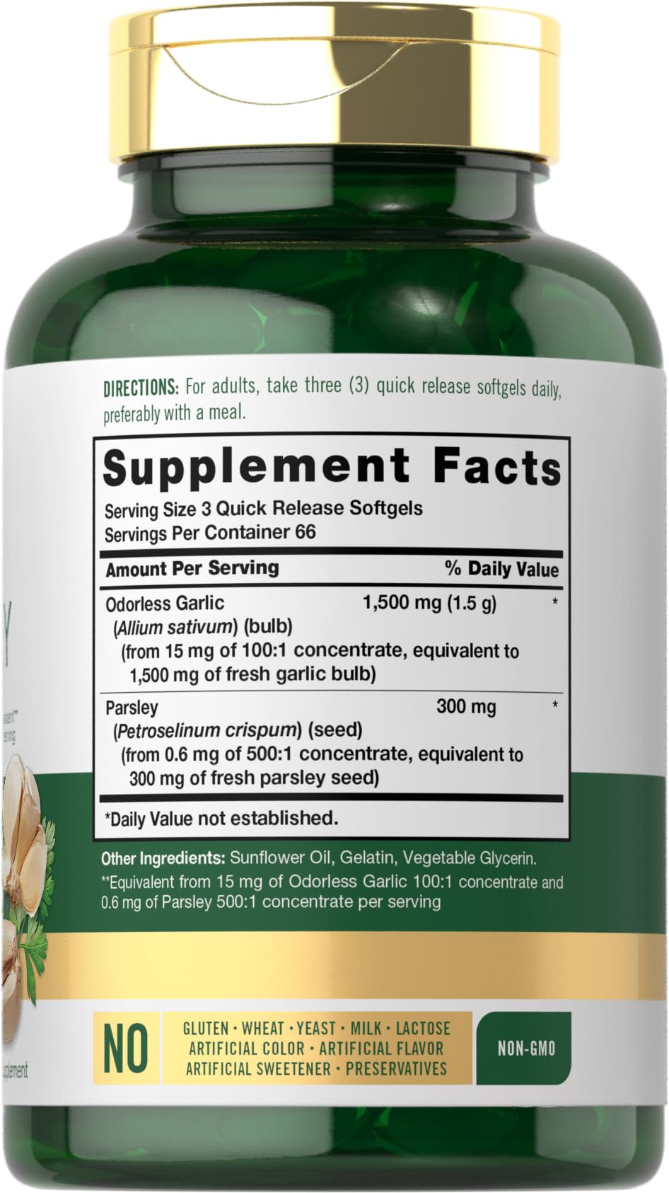 Odorless Garlic & Parsley Supplement 200 Softgels N802362