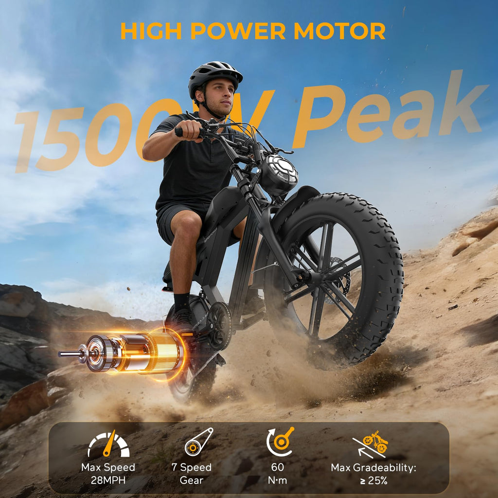 1000W Electric Bike 20" Fat Tire 7-Speed P31308