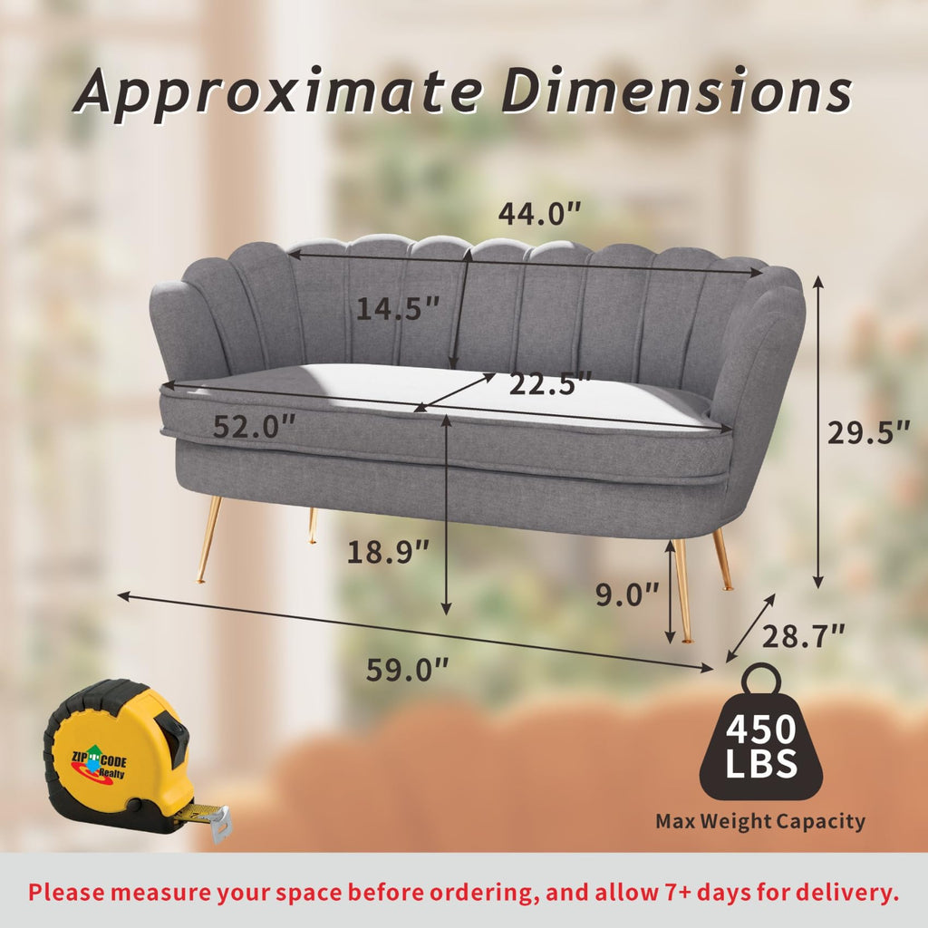 Light Grey Chenille 2-Seater Loveseat Sofa I873817
