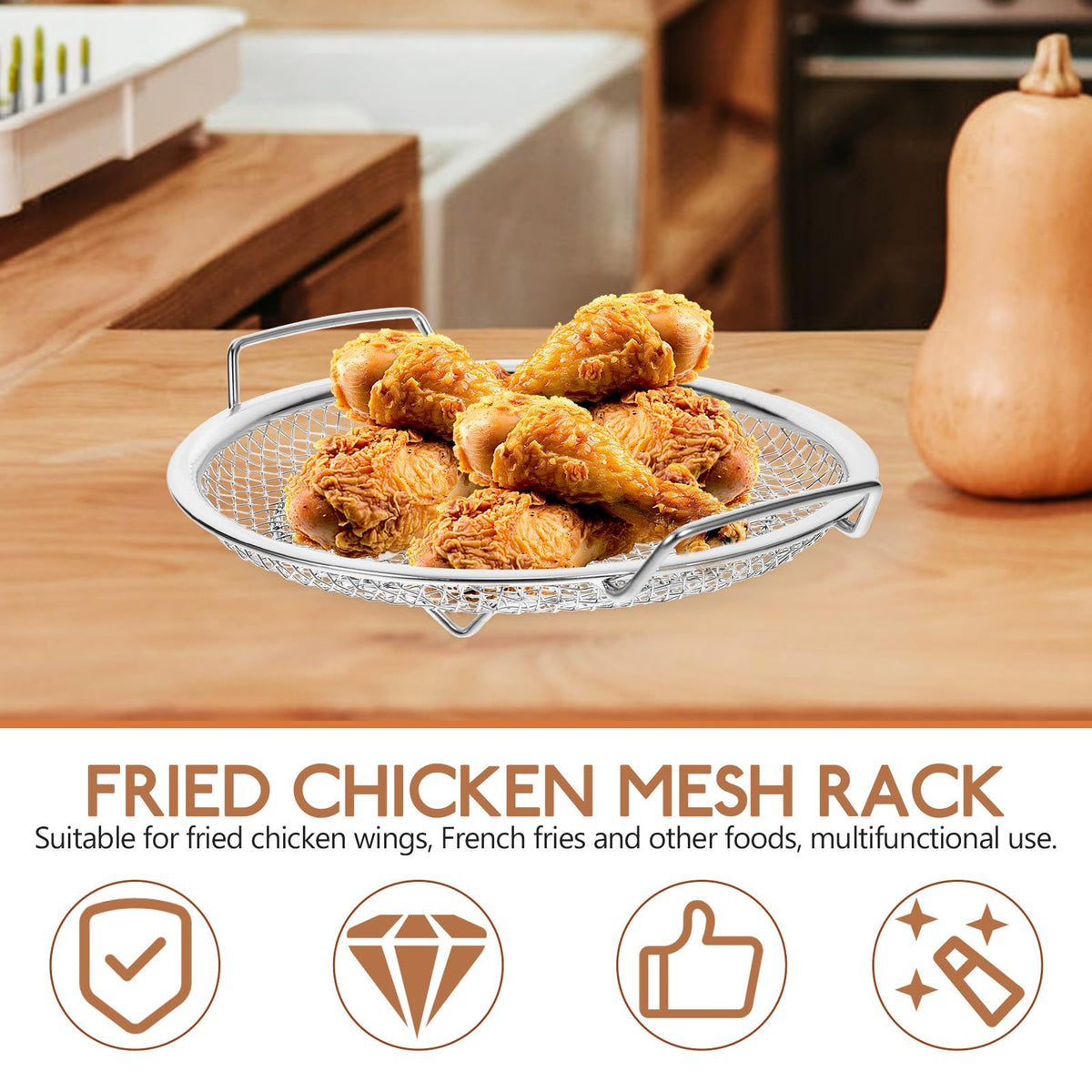 Stainless Steel Frying Basket Strainer 18cm C109