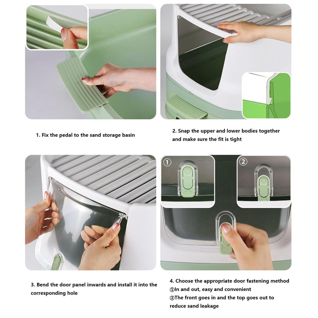 Cat Litter Box with Lid, Top Entry with Scoop, Enclosed Plastic with Drawer J8531