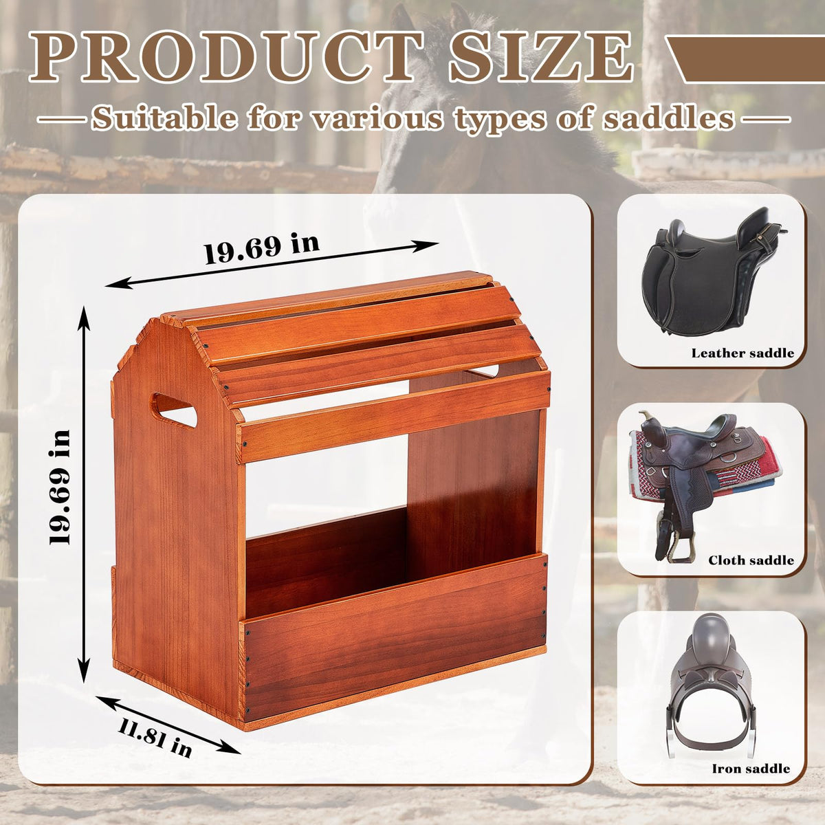 Pine Wood Saddle Rack Stand 20x12x20in R145