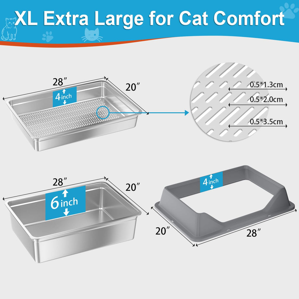 XXXL Stainless Steel Sifting Litter Box with Lid X72354