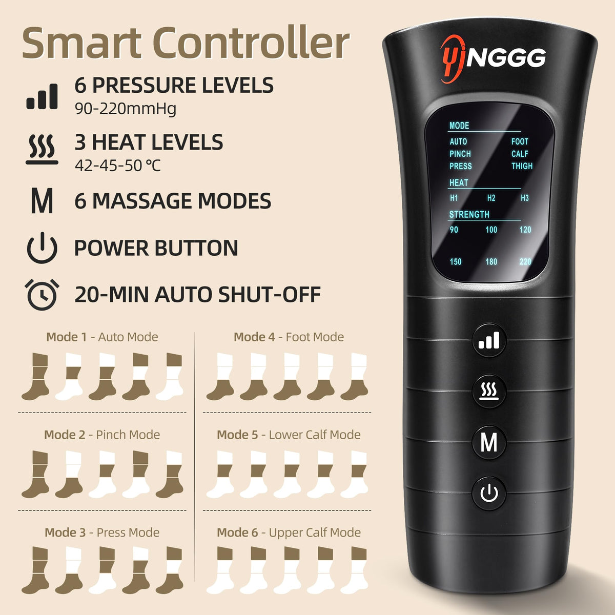 Leg Compression Massager with Heat, Foot & Calf Massager Boots M6339