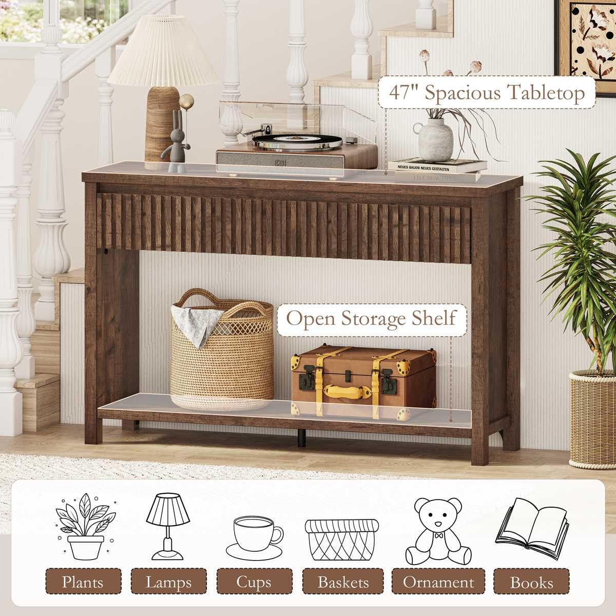 47" Fluted Console Table with Drawers S41095